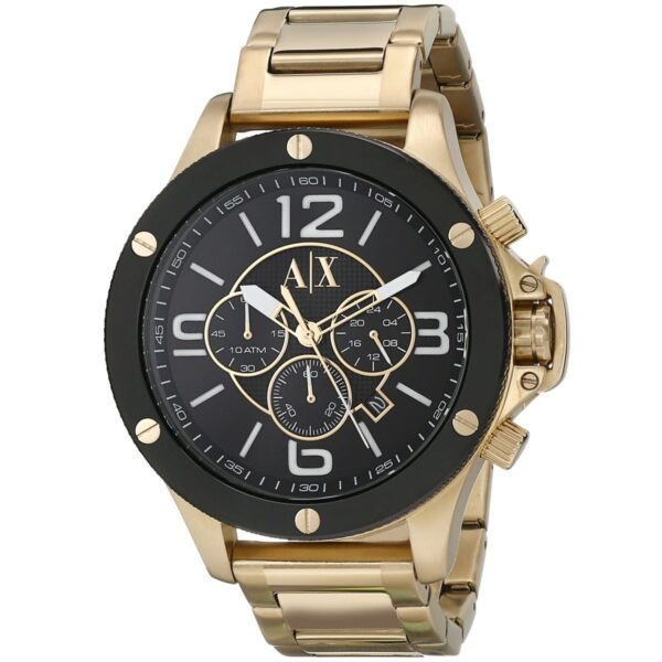 ax1511-armani-exchange-watch-men-black-dial-stainless-steel-metal-gold-strap-quartz-analog-chronograph-wellworn_2 Armani Exchange AX1511